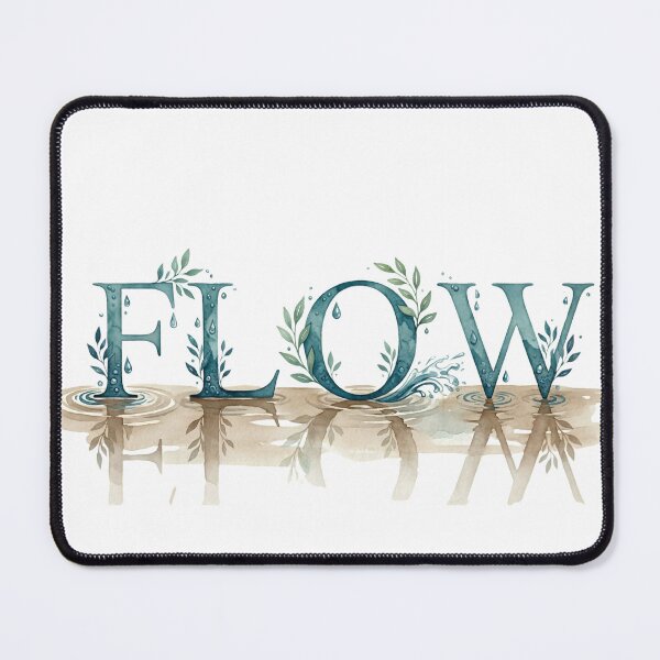 Item preview, FLOW River Reflection Typography Watercolor Nature Calm Wall Art designed and sold by Presshue.