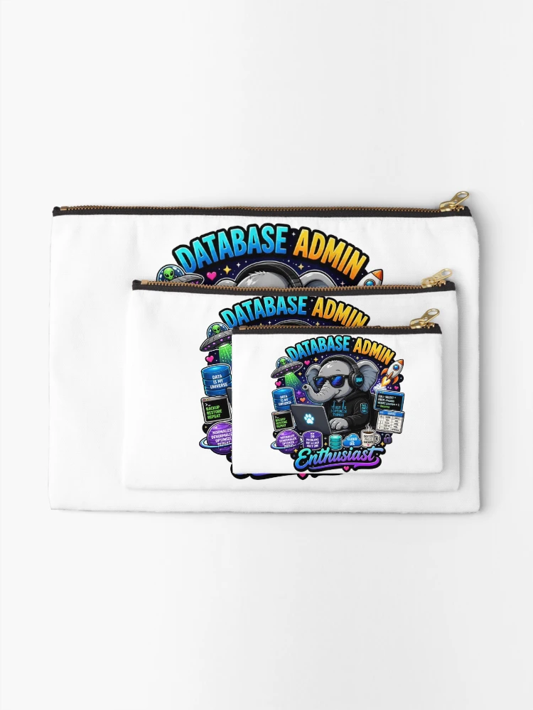 Thumbnail 2 of 4, Zipper Pouch, Database Admin Sticker | DBA SQL Data Gift | Tech Humor designed and sold by NuniDesigns.