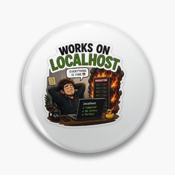 Item preview, Works On Localhost Funny Developer Sticker designed and sold by OrbitMood.
