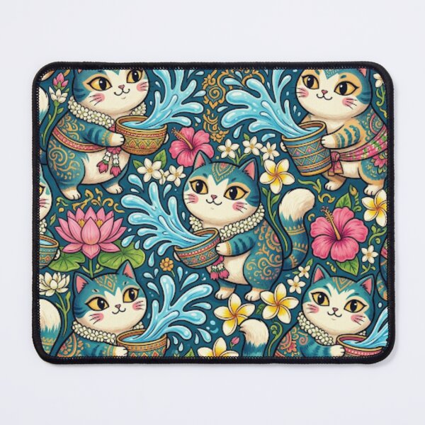 Item preview, Tropical Floral Splash Cats Pattern designed and sold by Iampoji.