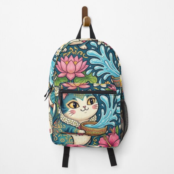 Item preview, Tropical Floral Splash Cats Pattern designed and sold by Iampoji.