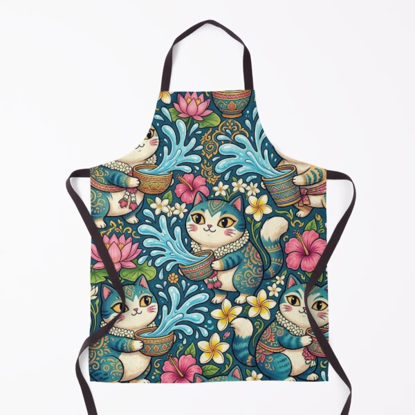 Item preview, Tropical Floral Splash Cats Pattern designed and sold by Iampoji.