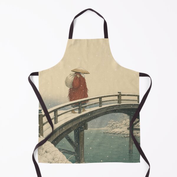 Item preview, Japanese Santa Crossing a Snowy Bridge – Vintage Woodblock Style Winter in Edo No. 3 designed and sold by Planthem.