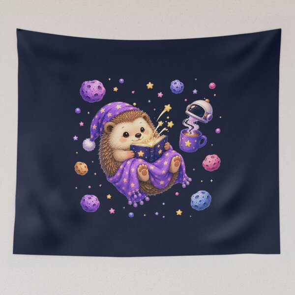 Item preview, Cute Kawaii Hedgehog Reading a Book in Open Space designed and sold by Seculinator.