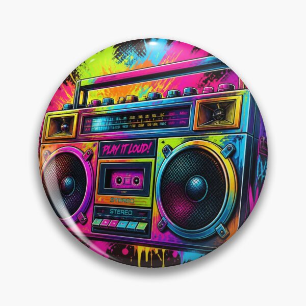 Item preview, Play It Loud Retro Boombox - Neon Graffiti Splatter Hip Hop Art designed and sold by AgnesB77.