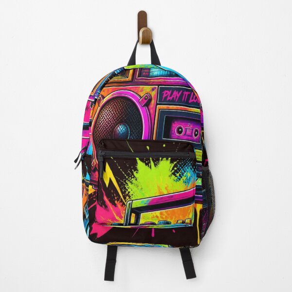 Item preview, Play It Loud Retro Boombox - Neon Graffiti Splatter Hip Hop Art designed and sold by AgnesB77.