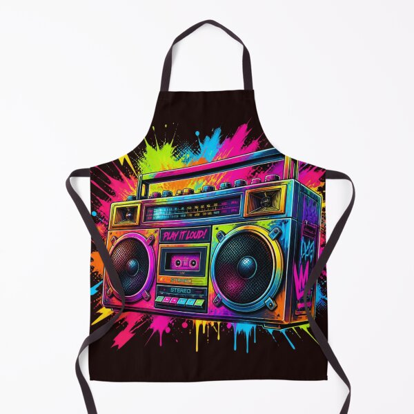 Item preview, Play It Loud Retro Boombox - Neon Graffiti Splatter Hip Hop Art designed and sold by AgnesB77.