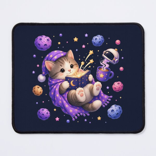 Item preview, Cute Kawaii Cat Reading a Book in Open Space designed and sold by Seculinator.