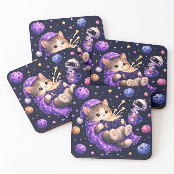 Item preview, Cute Kawaii Cat Reading a Book in Open Space designed and sold by Seculinator.