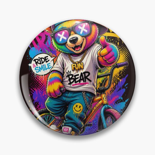 Item preview, Cool Fun Bear BMX Rider - Neon Graffiti Splatter Urban Teddy Art designed and sold by AgnesB77.