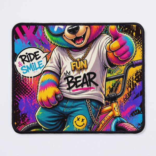 Item preview, Cool Fun Bear BMX Rider - Neon Graffiti Splatter Urban Teddy Art designed and sold by AgnesB77.