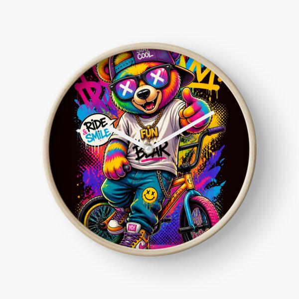 Item preview, Cool Fun Bear BMX Rider - Neon Graffiti Splatter Urban Teddy Art designed and sold by AgnesB77.