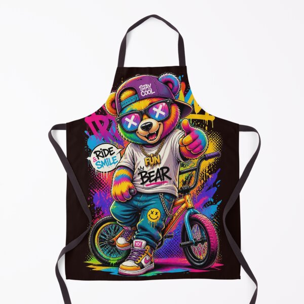 Item preview, Cool Fun Bear BMX Rider - Neon Graffiti Splatter Urban Teddy Art designed and sold by AgnesB77.