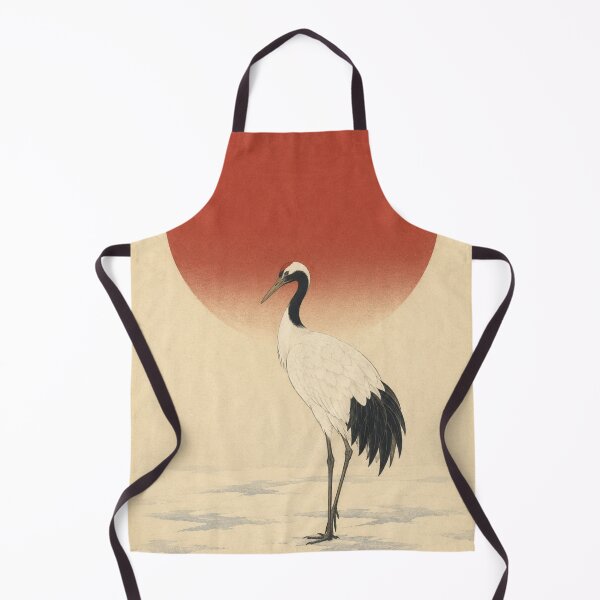Item preview, Red-Crowned Crane and Rising Sun Art Print – Minimalist Japanese Woodblock Style Winter in Edo No. 4 designed and sold by Planthem.