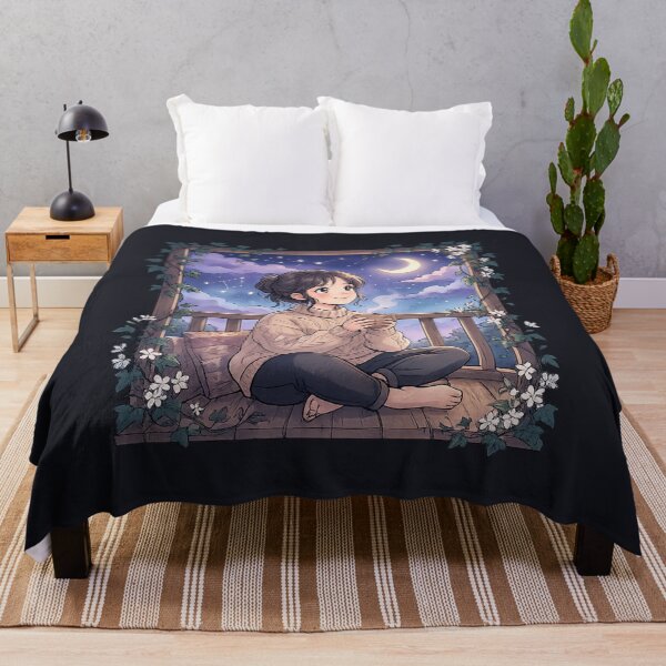 Item preview, Retro 90s Anime Midnight Stargazing - Cozy Lo-Fi Girl Graphic designed and sold by krish-prints.