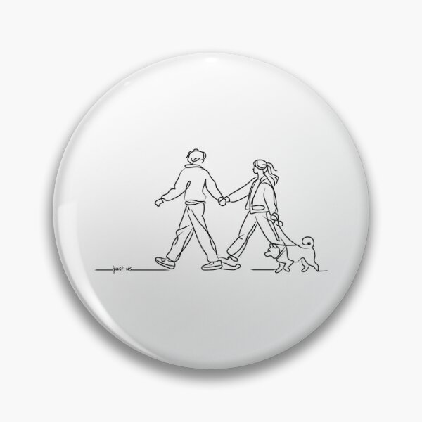 Item preview, Just Us Minimalist Couple And Dog Line Art designed and sold by TeeParteaArt.