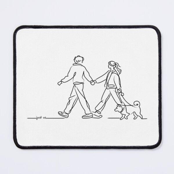 Item preview, Just Us Minimalist Couple And Dog Line Art designed and sold by TeeParteaArt.