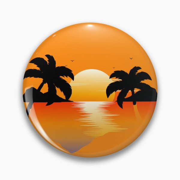 Item preview, Retro Summer Sunset Water Reflection Palm Trees Beach Oasis designed and sold by SolutionsArt.