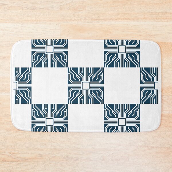Item preview, Futuristic Tech Microchip Checkerboard Seamless Pattern in Teal Circuit Board designed and sold by Longsilp.