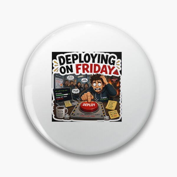 Item preview, Deploying On Friday Funny Software Engineer Sticker designed and sold by OrbitMood.