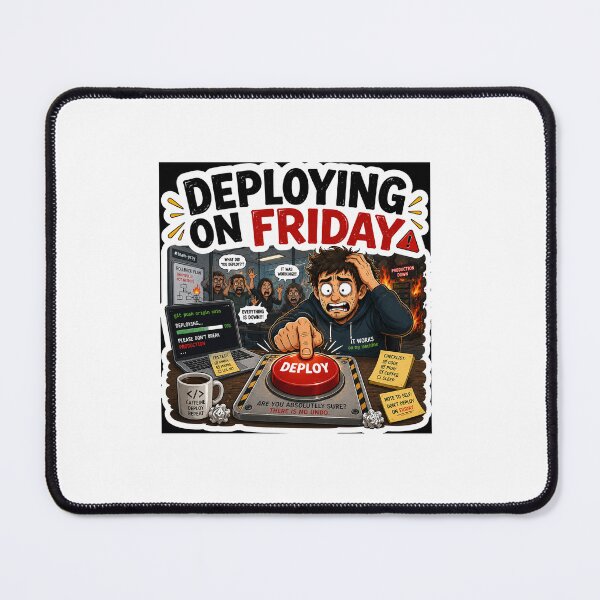 Item preview, Deploying On Friday Funny Software Engineer Sticker designed and sold by OrbitMood.