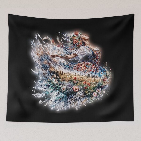 Item preview, Poland folk dancer double exposure nature floral landscape folklore digital artwork / domin dejco.art designed and sold by dejco.art.