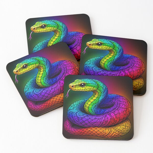Item preview, Rainbow Snake with Flicking Tongue – Psychedelic Serpent Art designed and sold by Karszul.
