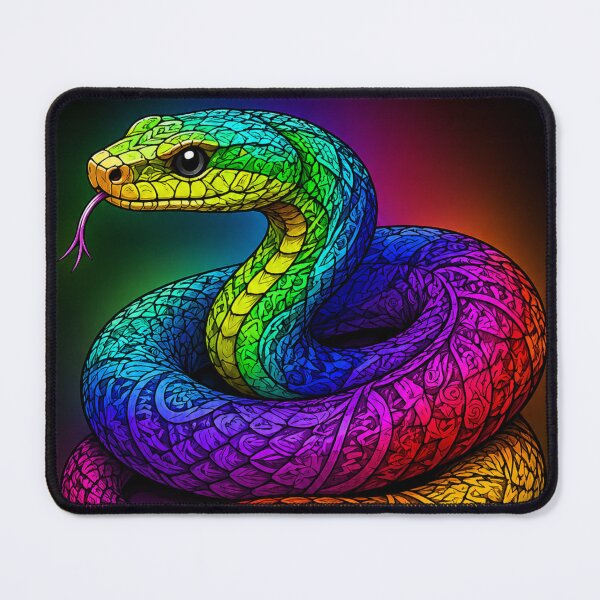 Item preview, Rainbow Snake with Flicking Tongue – Psychedelic Serpent Art designed and sold by Karszul.