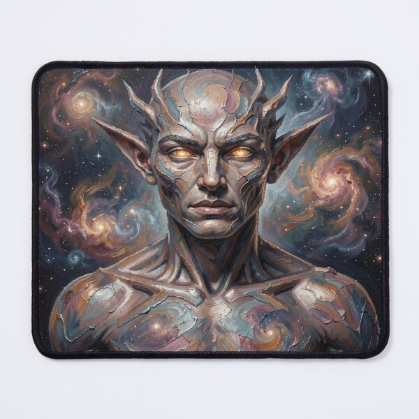 Item preview, Cosmic portrait of an ancient being made of stardust, nebulae, and galactic energy in impasto. designed and sold by FotoworldEdel.