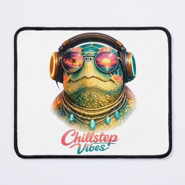 Item preview, Chillstep Vibes Retro Sea Turtle DJ Neon Sunset designed and sold by ZenRave Designs.