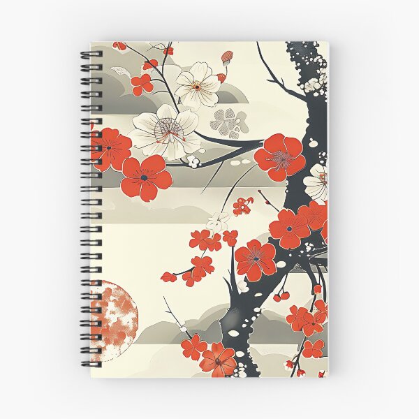Item preview, Aka Ume - Traditional Japanese Red Blossom and Clouds designed and sold by KaitoJapanDesign.
