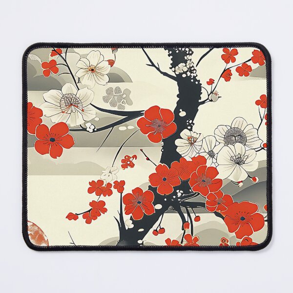 Item preview, Aka Ume - Traditional Japanese Red Blossom and Clouds designed and sold by KaitoJapanDesign.
