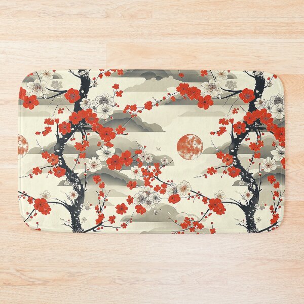 Item preview, Aka Ume - Traditional Japanese Red Blossom and Clouds designed and sold by KaitoJapanDesign.