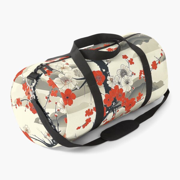 Aperçu de l'œuvre Aka Ume - Fleurs rouges et nuages traditionnels japonais créée et vendue par KaitoJapanDesign.