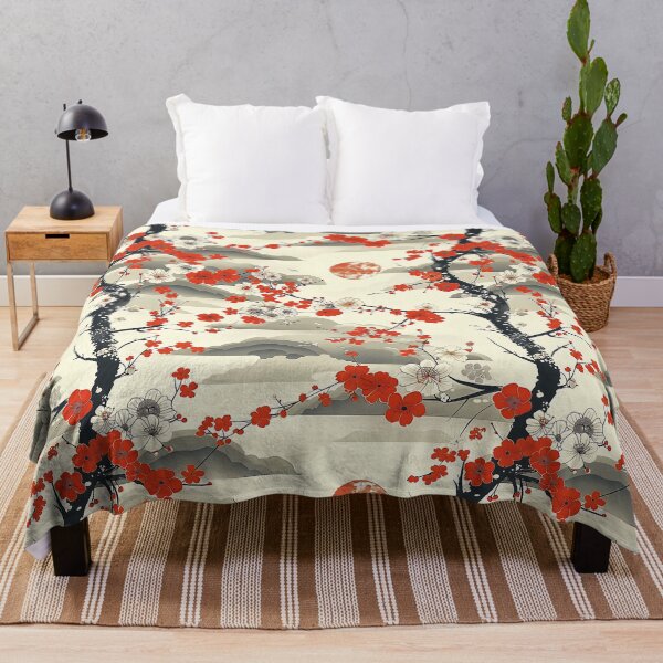 Item preview, Aka Ume - Traditional Japanese Red Blossom and Clouds designed and sold by KaitoJapanDesign.