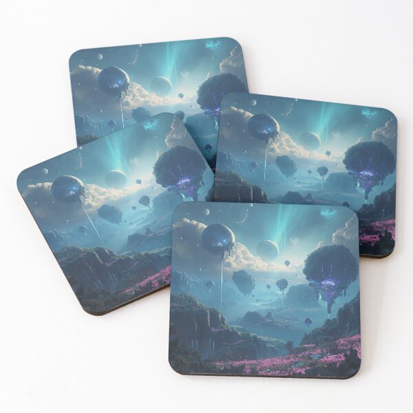 Item preview, Floating Infinity Islands Bioluminescent Alien Fantasy Landscape designed and sold by Luminous Wilds.