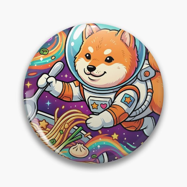 Item preview, Kawaii Shiba Inu Astronaut Eating Ramen in Cosmic Space Galaxy designed and sold by MCV-Designs.