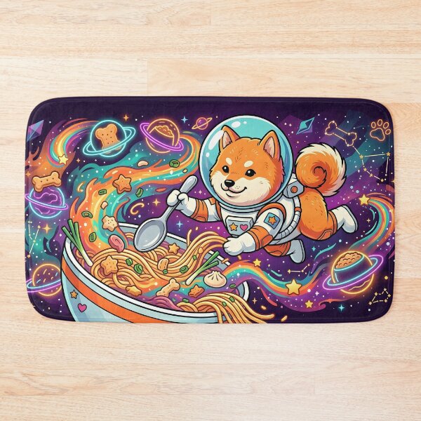 Item preview, Kawaii Shiba Inu Astronaut Eating Ramen in Cosmic Space Galaxy designed and sold by MCV-Designs.
