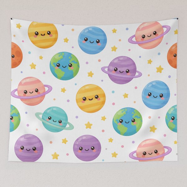 Item preview, Cute Kawaii Planets Space Seamless Pattern designed and sold by Seculinator.