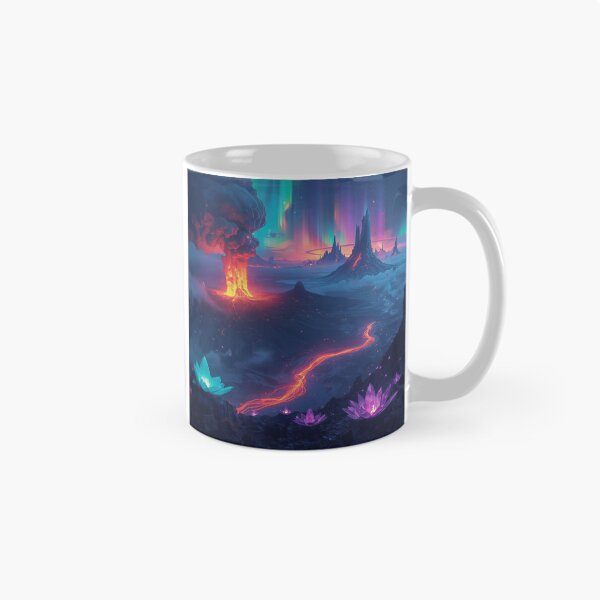 Item preview, Neon Crystal Volcano Sci-Fi Fantasy Alien Landscape designed and sold by Luminous Wilds.