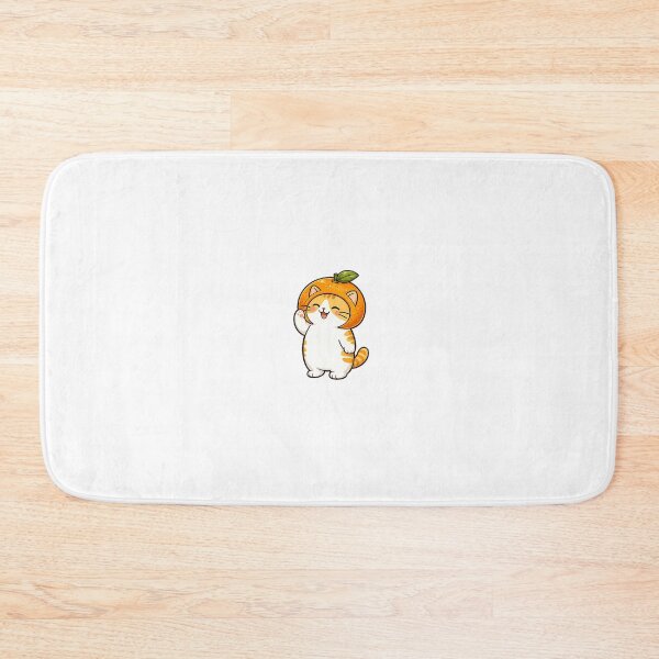 Item preview, Cute Orange Cat Wearing Tangerine Hat Kawaii Citrus Fruit Ginger Kitty Illustration designed and sold by NoopnyangStudio.