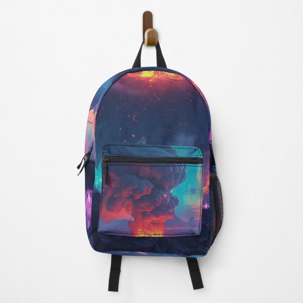 Item preview, Neon Crystal Volcano Sci-Fi Fantasy Alien Landscape designed and sold by Luminous Wilds.