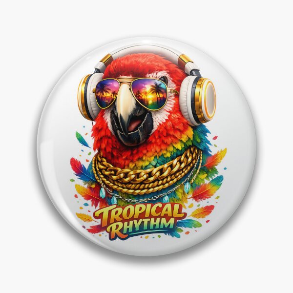 Item preview, Tropical Rhythm Macaw Parrot DJ Festival Glow designed and sold by  ZenRave Designs.