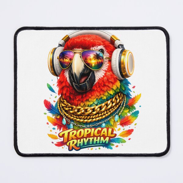 Item preview, Tropical Rhythm Macaw Parrot DJ Festival Glow designed and sold by ZenRave Designs.