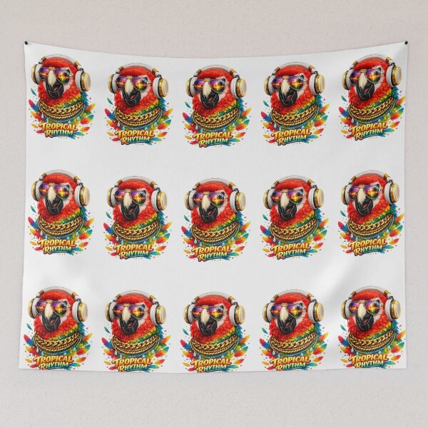 Item preview, Tropical Rhythm Macaw Parrot DJ Festival Glow designed and sold by  ZenRave Designs.