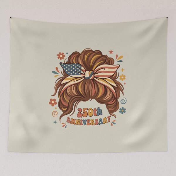Item preview, Groovy Retro 250th Anniversary Messy Bun designed and sold by bedakreatif.