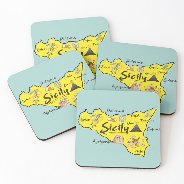 Item preview, Sicily Travel Map designed and sold by AnulaArt.