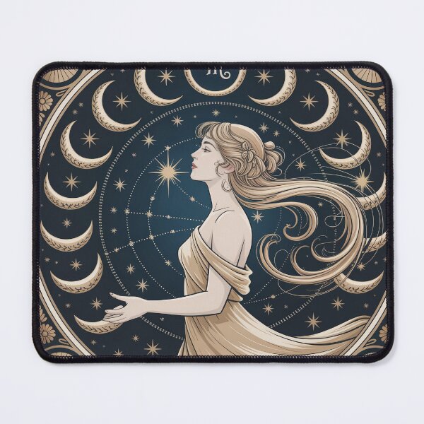 Item preview, Celestial Art Nouveau Goddess – Gold Zodiac Astrology Wall Art Print designed and sold by Tamas Das.