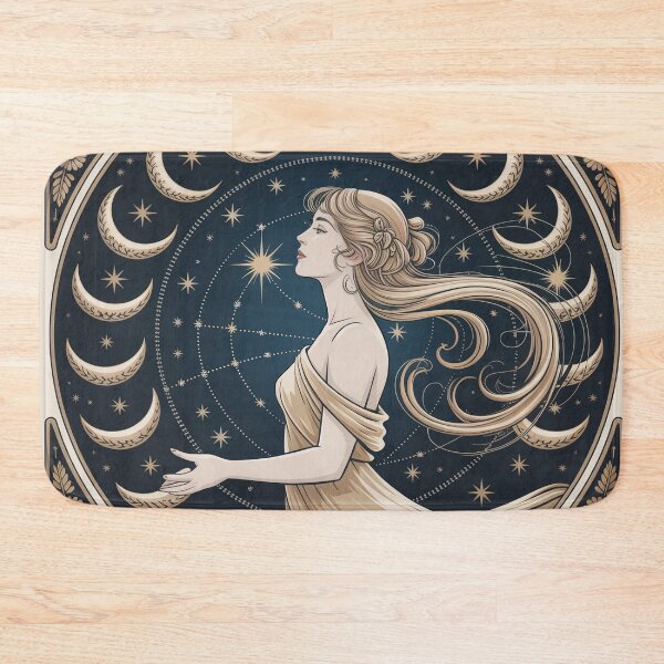 Item preview, Celestial Art Nouveau Goddess – Gold Zodiac Astrology Wall Art Print designed and sold by Tamas Das.