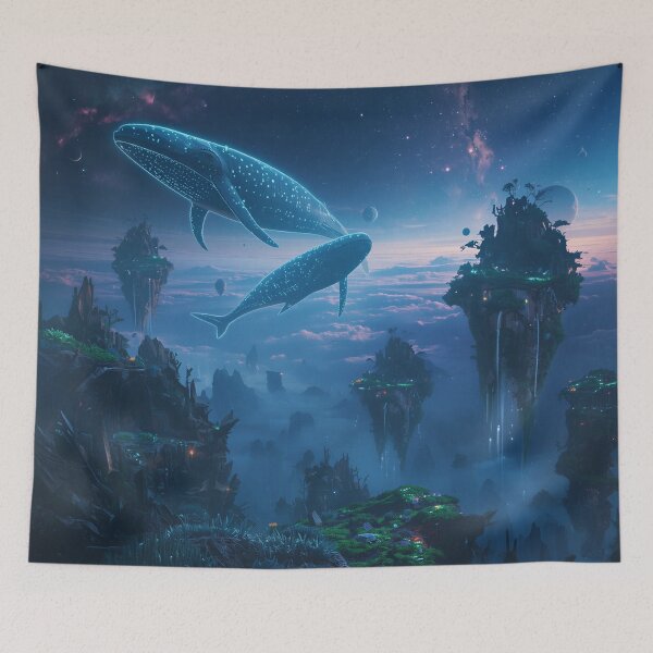 Item preview, Sky Whale Floating Islands Fantasy Alien Landscape designed and sold by Luminous Wilds.